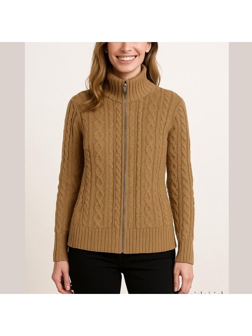 Cdn Wainscott Cable Knit Brown Sweater